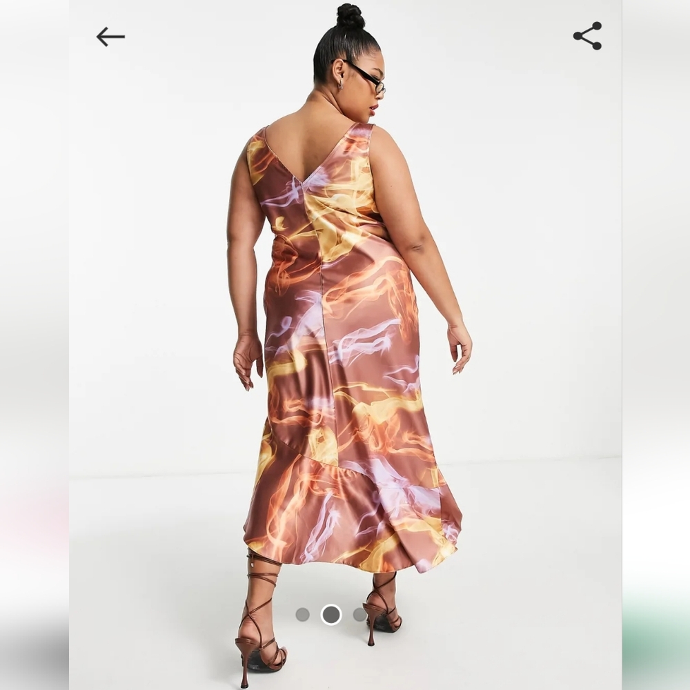 ASOS Design Curve Midi Dress in Blurred Strobe Print